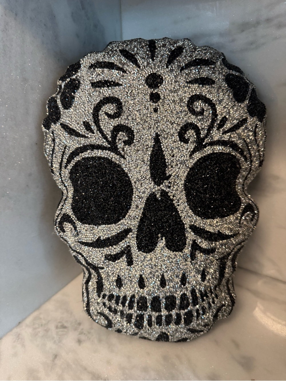 Rhinestone skull pillow